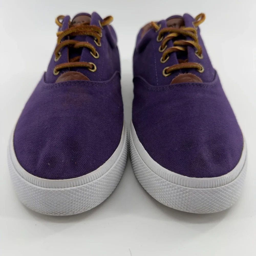 Polo Ralph Lauren Vaughn Mens 11D Purple Canvas Leather Sneakers Low Top Shoes